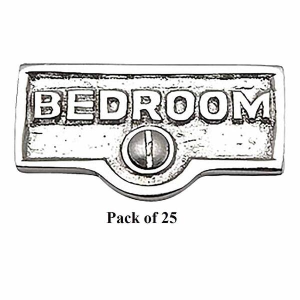 25 Switch Plate Tags BEDROOM Name Signs Labels Chrome Brass Renovator